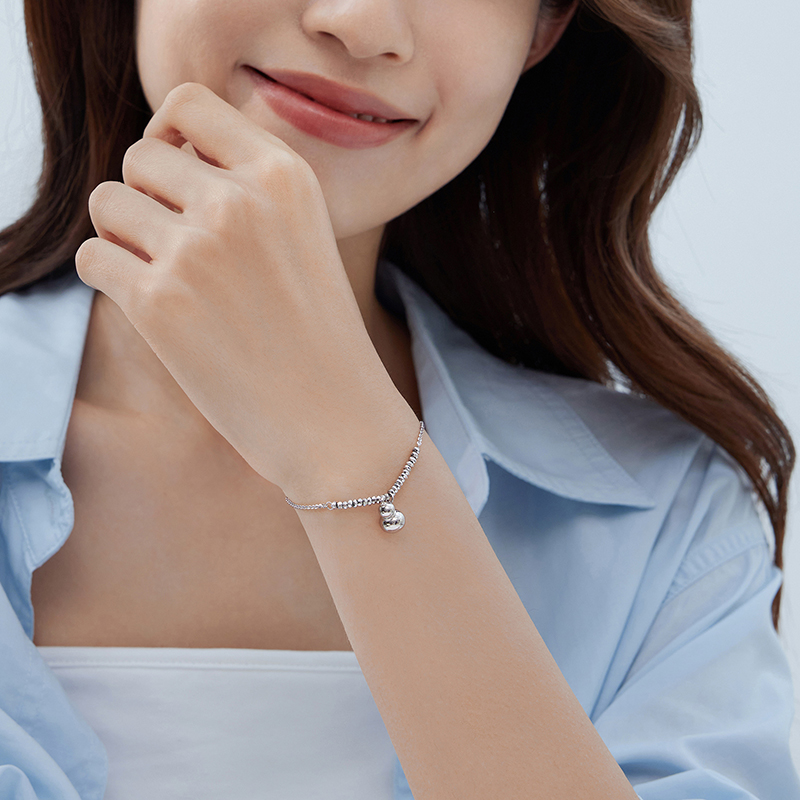 六福珠宝福禄随身铂金手链铂950女葫芦白金算盘珠计价F63P0044DS