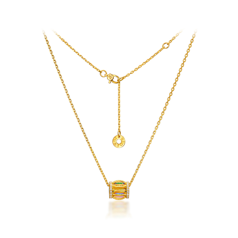 【成毅同款】【成毅同款】六福珠宝冰·钻光圈黄金项链女炫彩钻石颈链032080NA【视频看货】