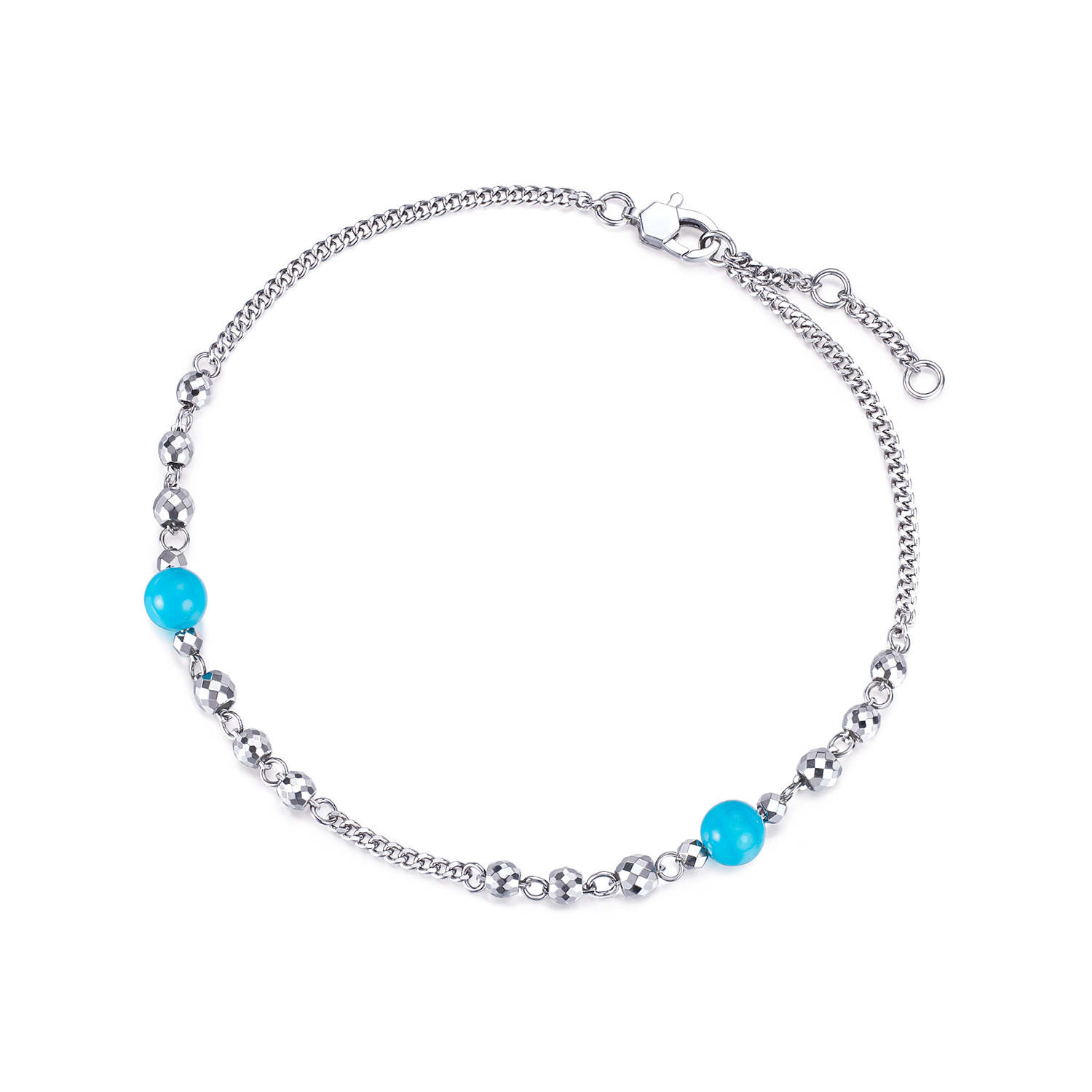 六福珠宝星河璀璨铂金手链铂950绿松石白金蹦迪珠计价G07P0021DS