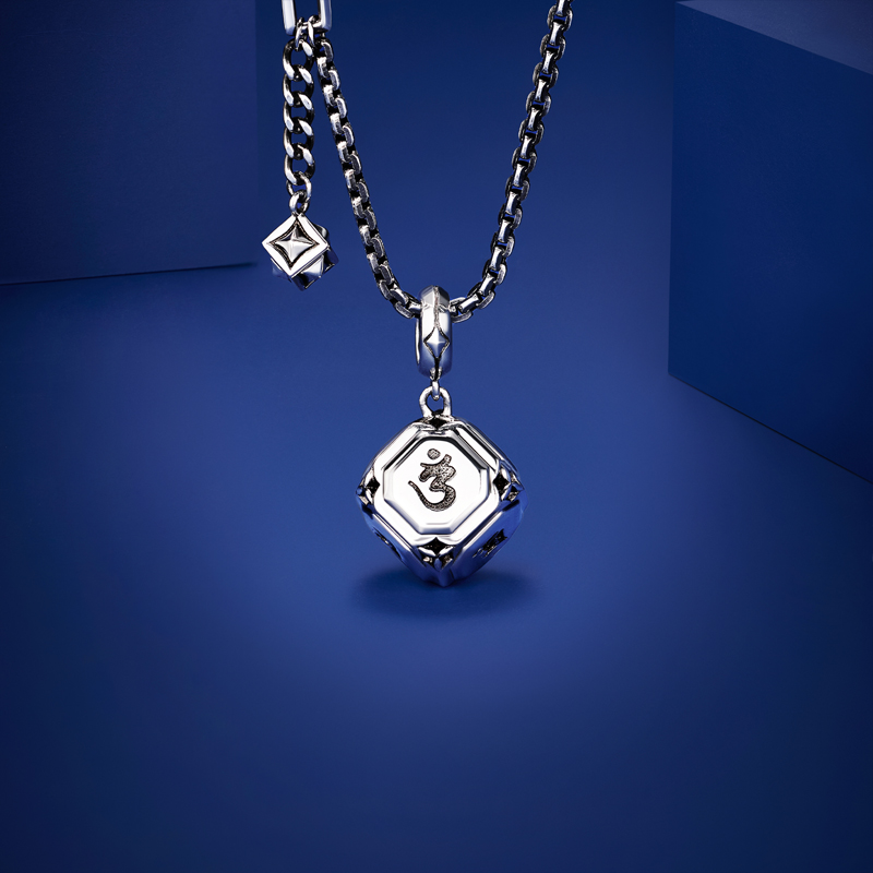 六福珠宝六字真言铂金项链铂950男女立体魔方电黑计价G07P0011DS