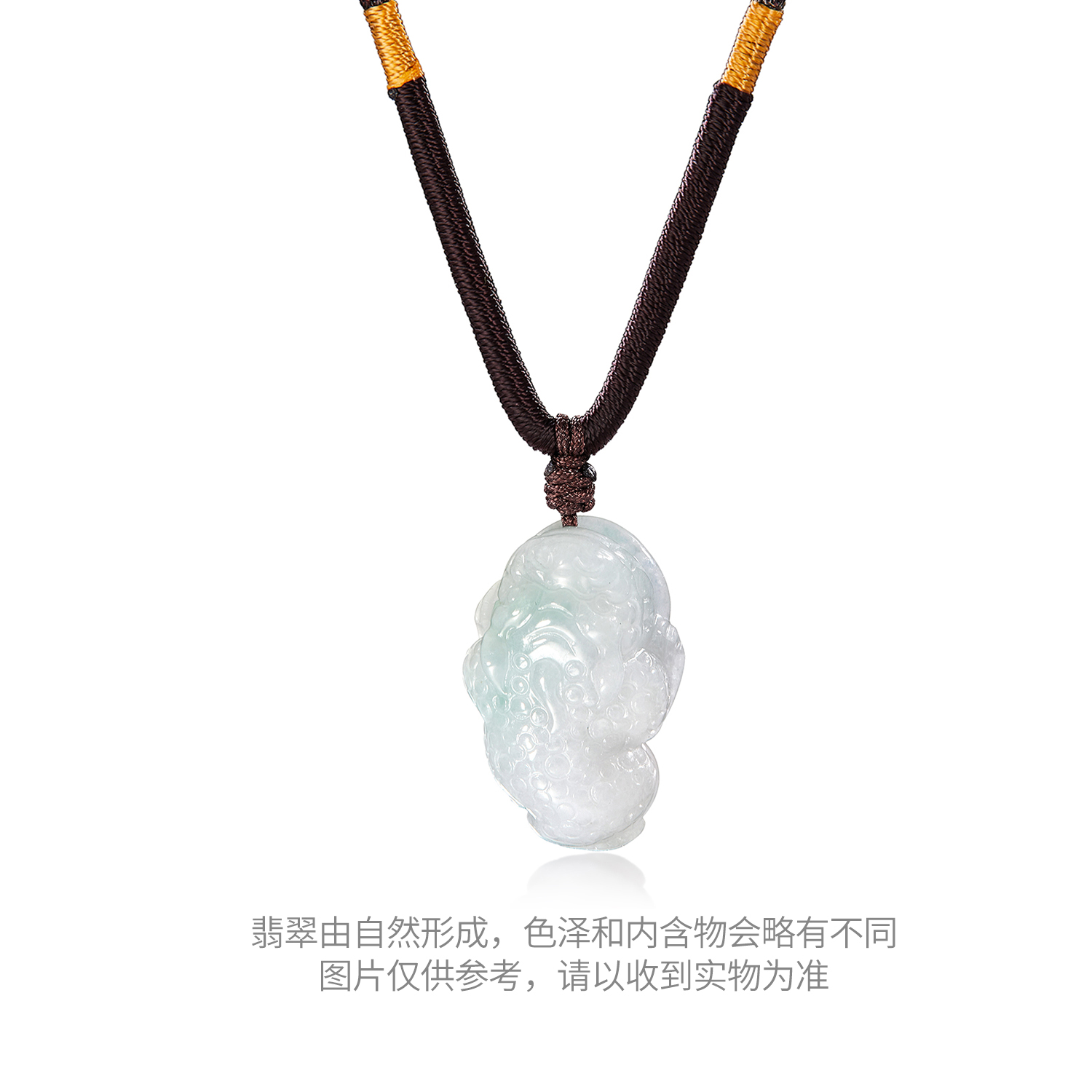 六福珠宝金蟾翡翠吊坠女款日常玉坠手工雕刻翡翠玉石挂坠J2P0001