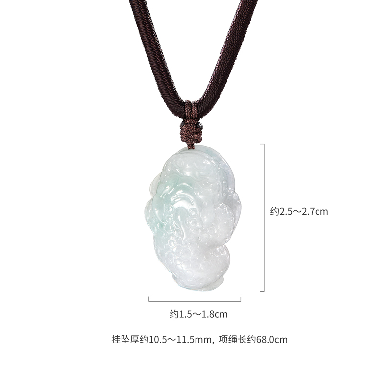 六福珠宝金蟾翡翠吊坠女款日常玉坠手工雕刻翡翠玉石挂坠J2P0001