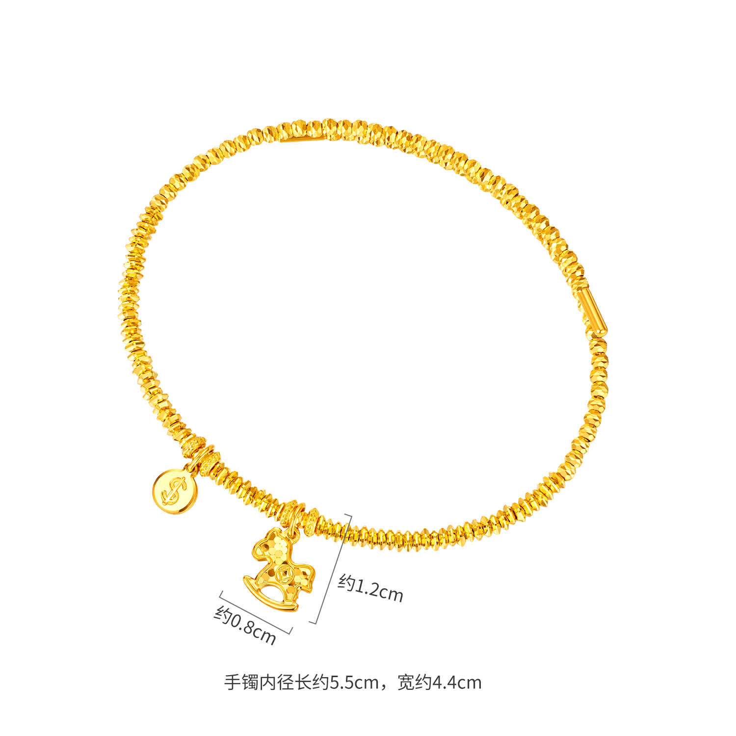 【店庆特惠】六福珠宝马上有钱黄金手镯女弹力足金镯子马年金饰计价031751aa