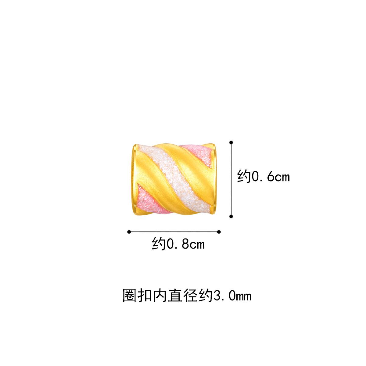 六福珠宝糖果百搭款黄金串珠鎏彩工艺足金转运珠硬金A01A1TBP0034