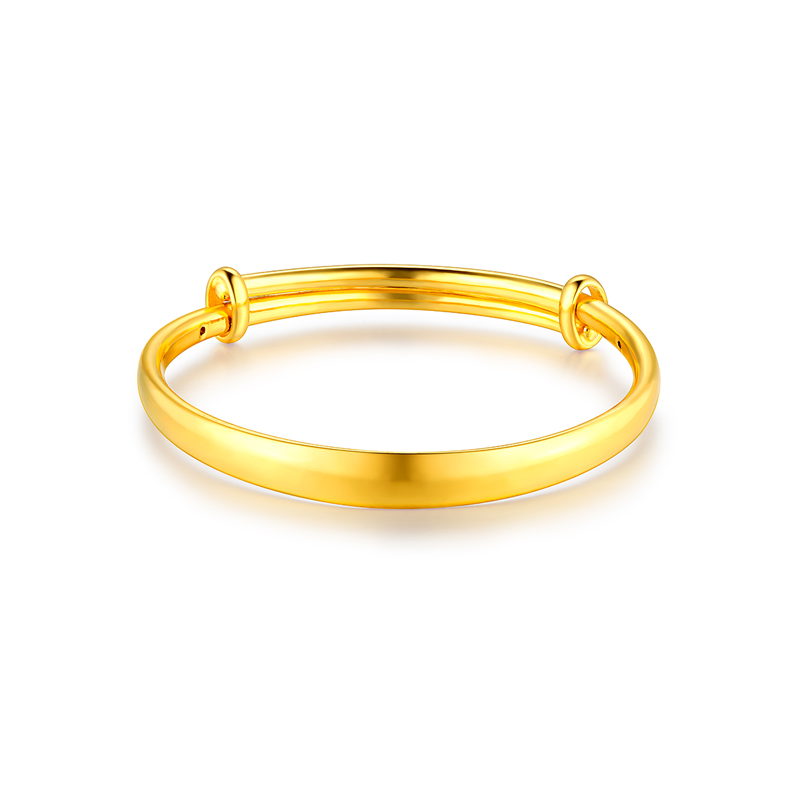 六福珠宝黄金手镯宝宝足金圆镯子儿童金饰可调节计价A03TBGB0039【视频看货】