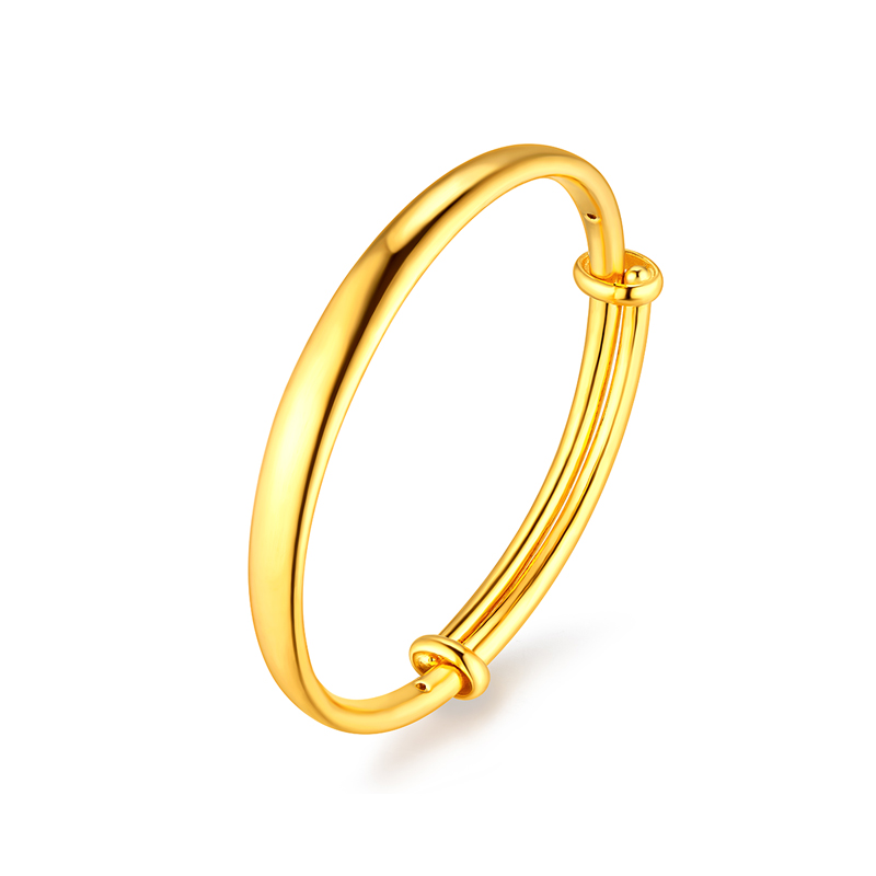 六福珠宝黄金手镯宝宝足金圆镯子儿童金饰可调节计价A03TBGB0039【视频看货】