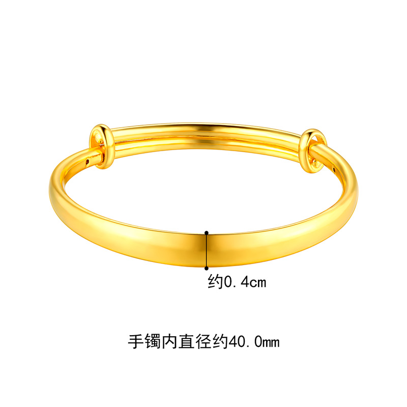 六福珠宝黄金手镯宝宝足金圆镯子儿童金饰可调节计价A03TBGB0039【视频看货】
