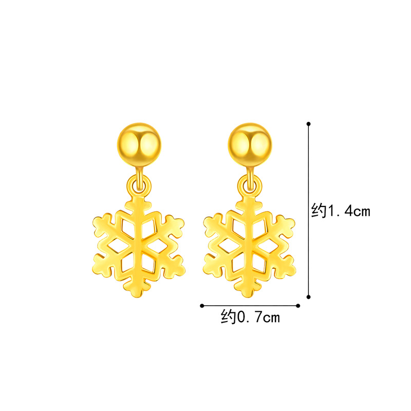 六福珠宝雪花黄金耳钉女圆珠小豆豆足金耳环耳饰计价L07TBGE0021