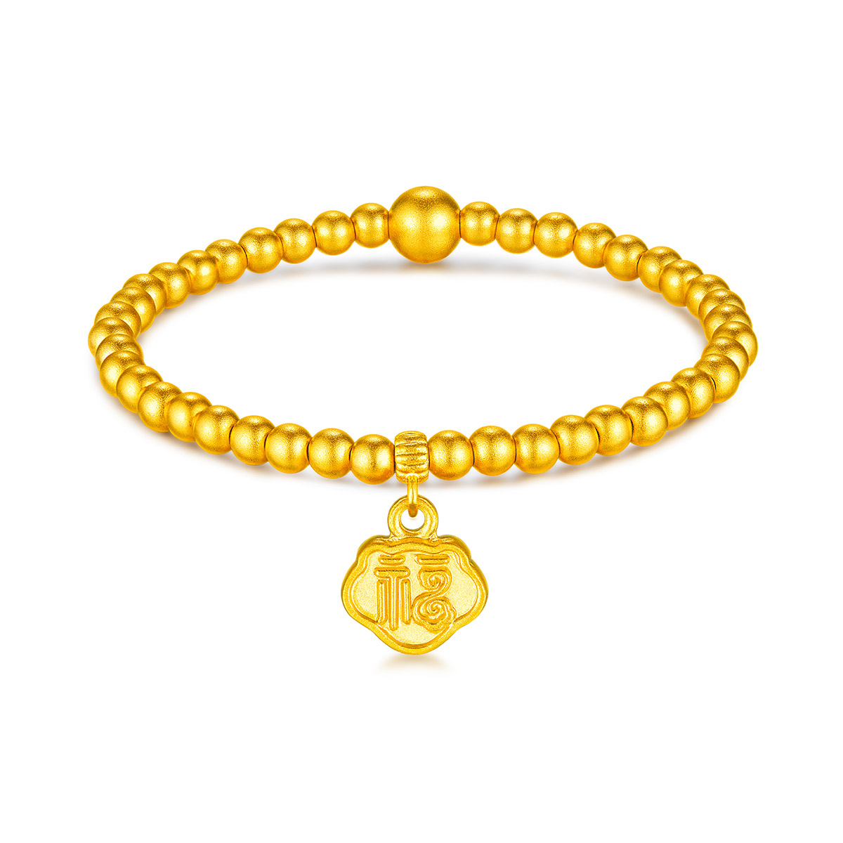 六福珠宝小福牌黄金手链儿童款福满传家足金手串计价F48TBGB0008