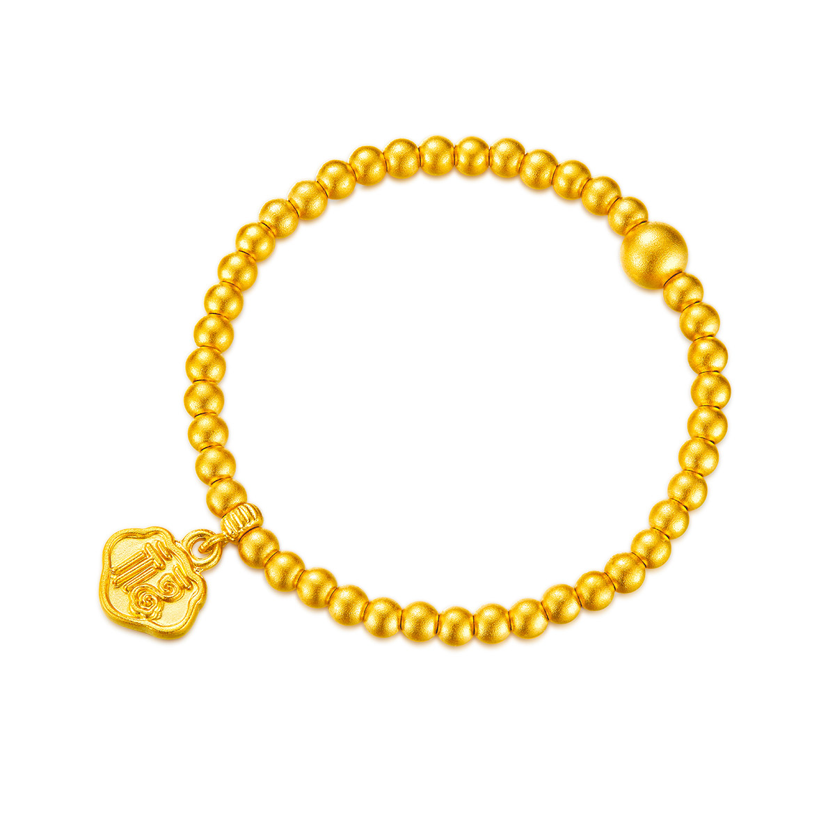 六福珠宝小福牌黄金手链儿童款福满传家足金手串计价F48TBGB0008