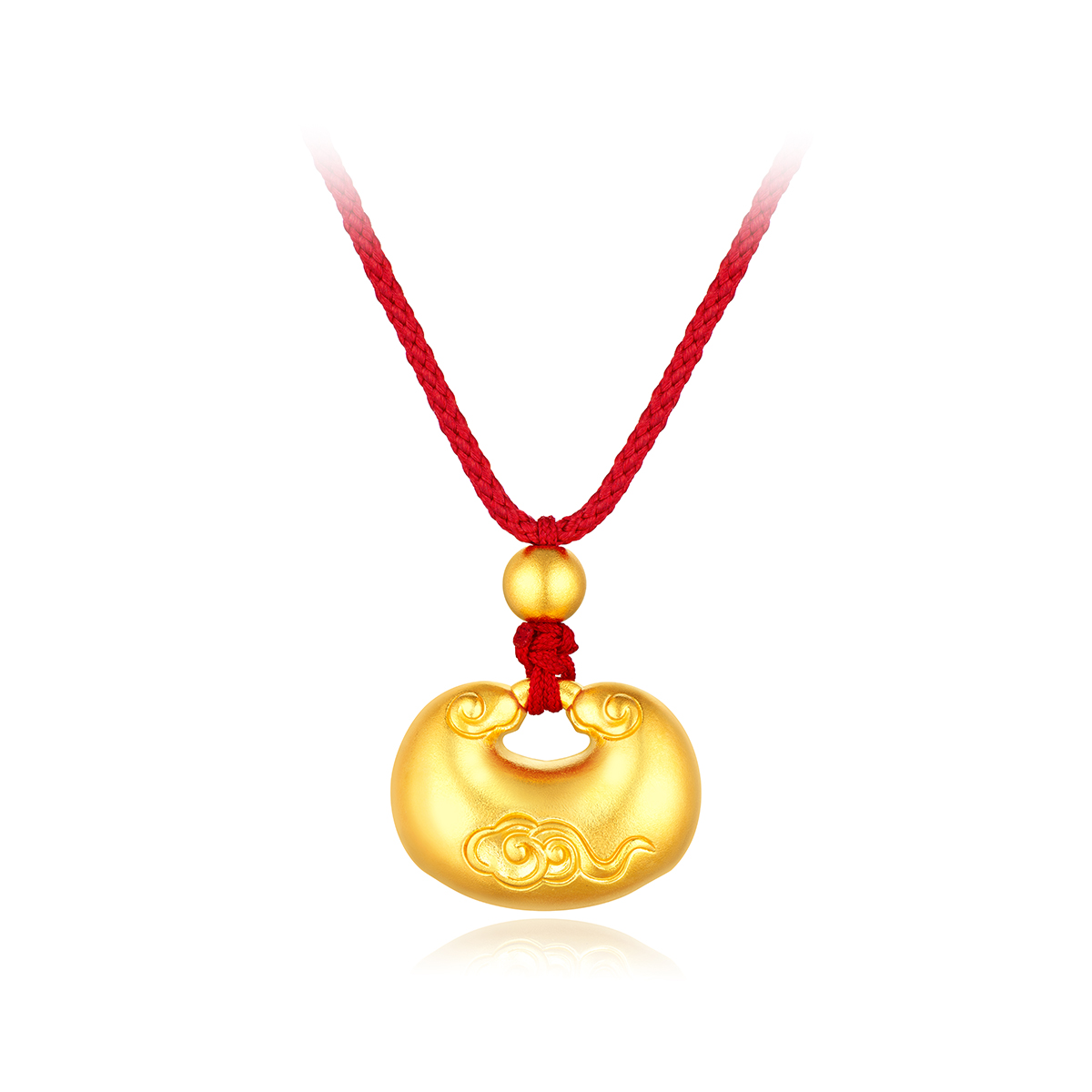 六福珠宝福满传家祥云金锁宝宝平安锁黄金吊坠计价F63TBGP0022【视频看货】