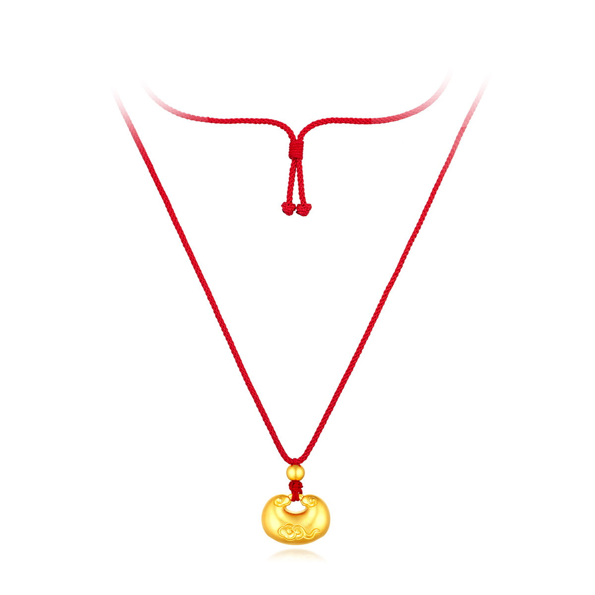 六福珠宝福满传家祥云金锁宝宝平安锁黄金吊坠计价F63TBGP0022【视频看货】