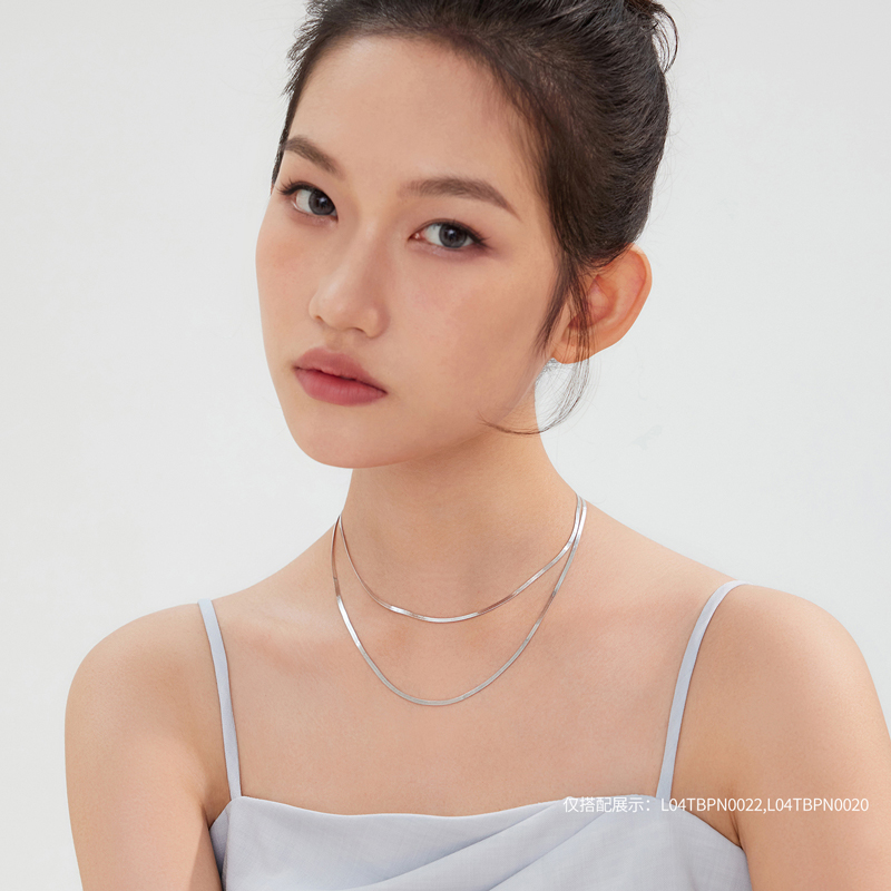 六福珠宝蛇骨链Pt950铂金项链女款白金素链送礼计价L04TBPN0020