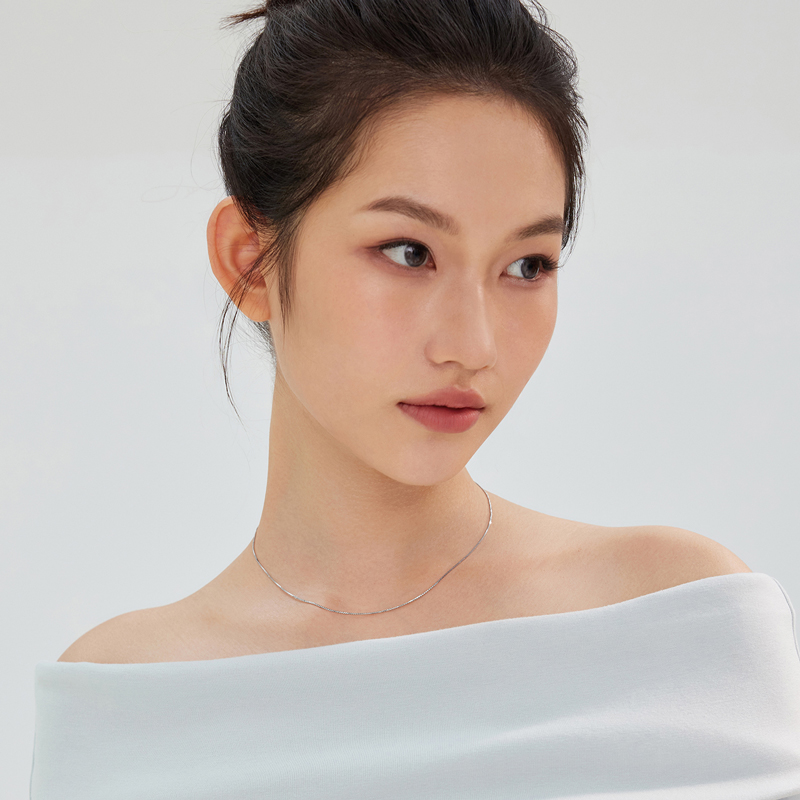 六福珠宝盒仔链铂金项链铂950女款简约白金素链计价L04TBPN0030A