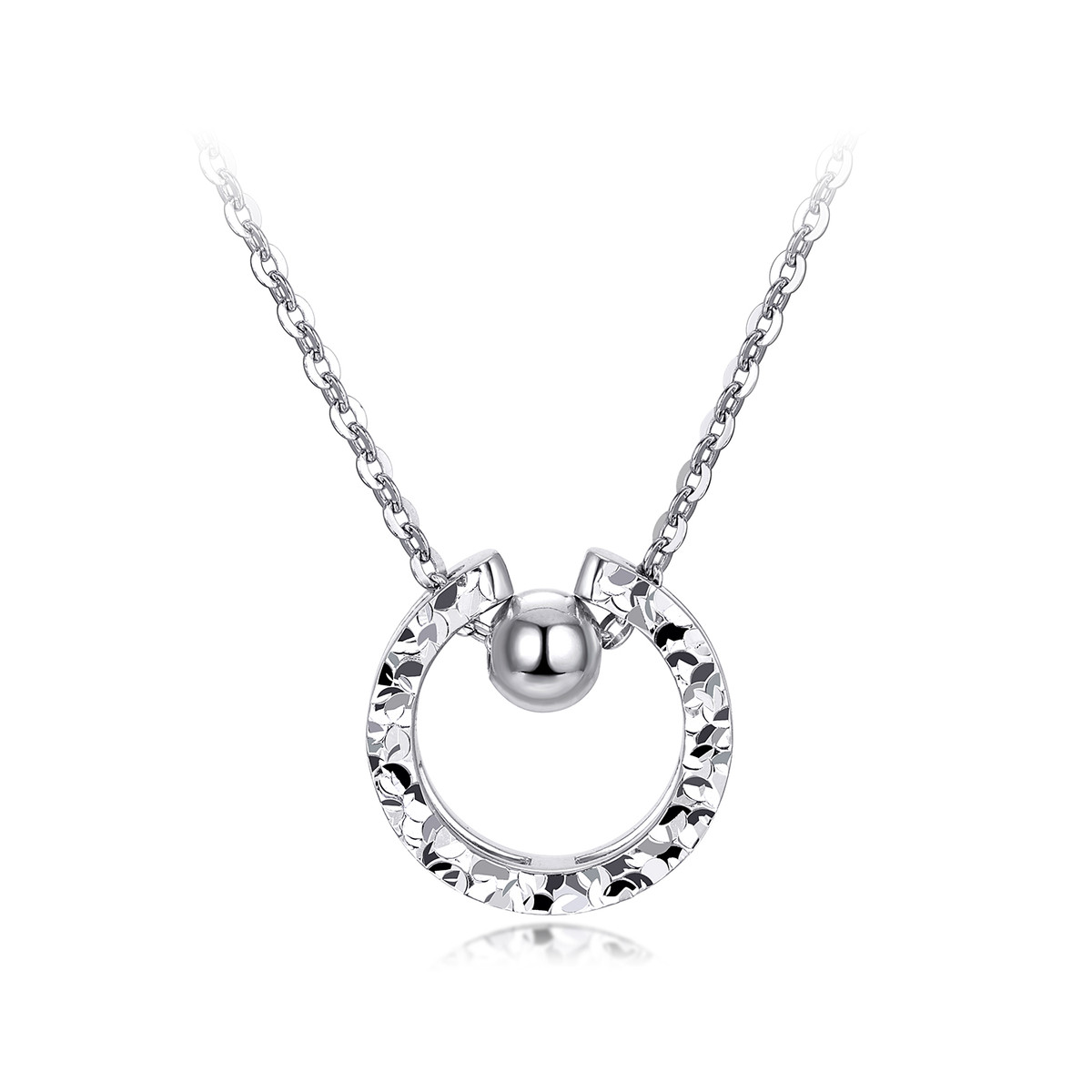 六福珠宝C字马蹄扣铂金项链铂950女碎碎冰白金颈链计价L04P0020DS