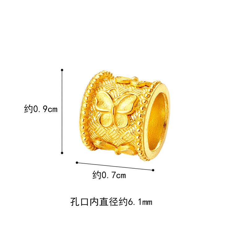 六福珠宝小蝴蝶黄金吊坠女足金转运珠可穿绳挂坠计价F95TBGP0008【联系客服补货】