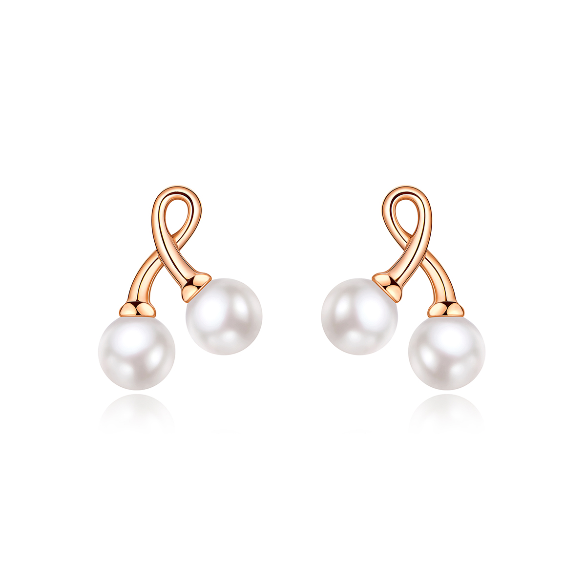 六福珠宝小樱桃淡水珍珠耳钉耳环女款18k金耳饰定价F87DSKE0006R