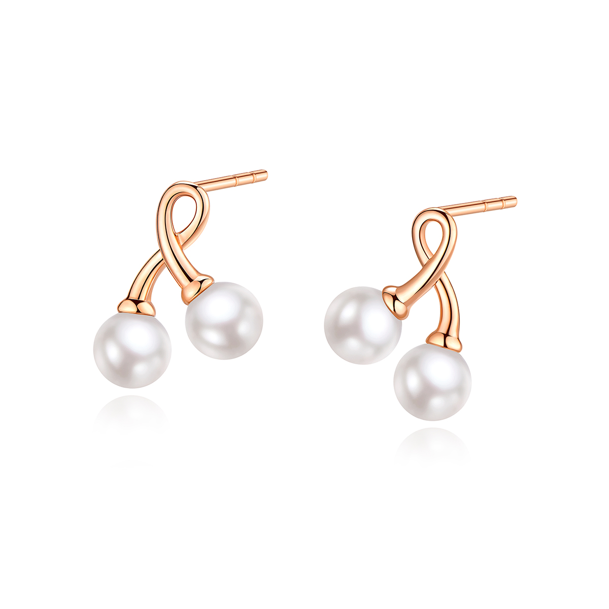 六福珠宝小樱桃淡水珍珠耳钉耳环女款18k金耳饰定价F87DSKE0006R