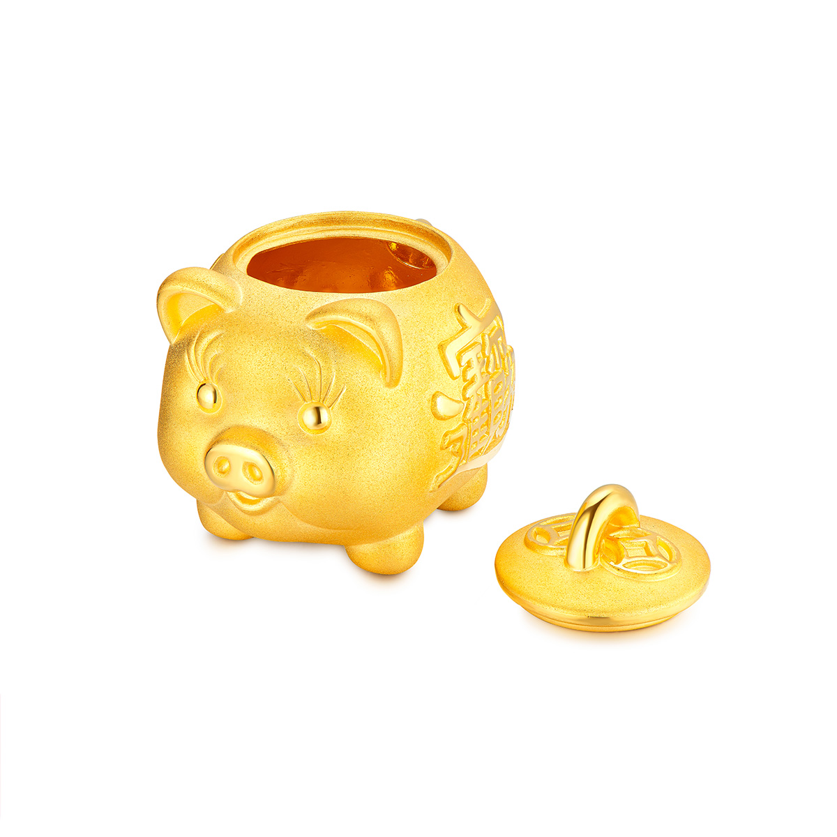 六福珠宝金猪存钱罐黄金摆件存金豆子纪念品送礼计价L11TBGA0001A