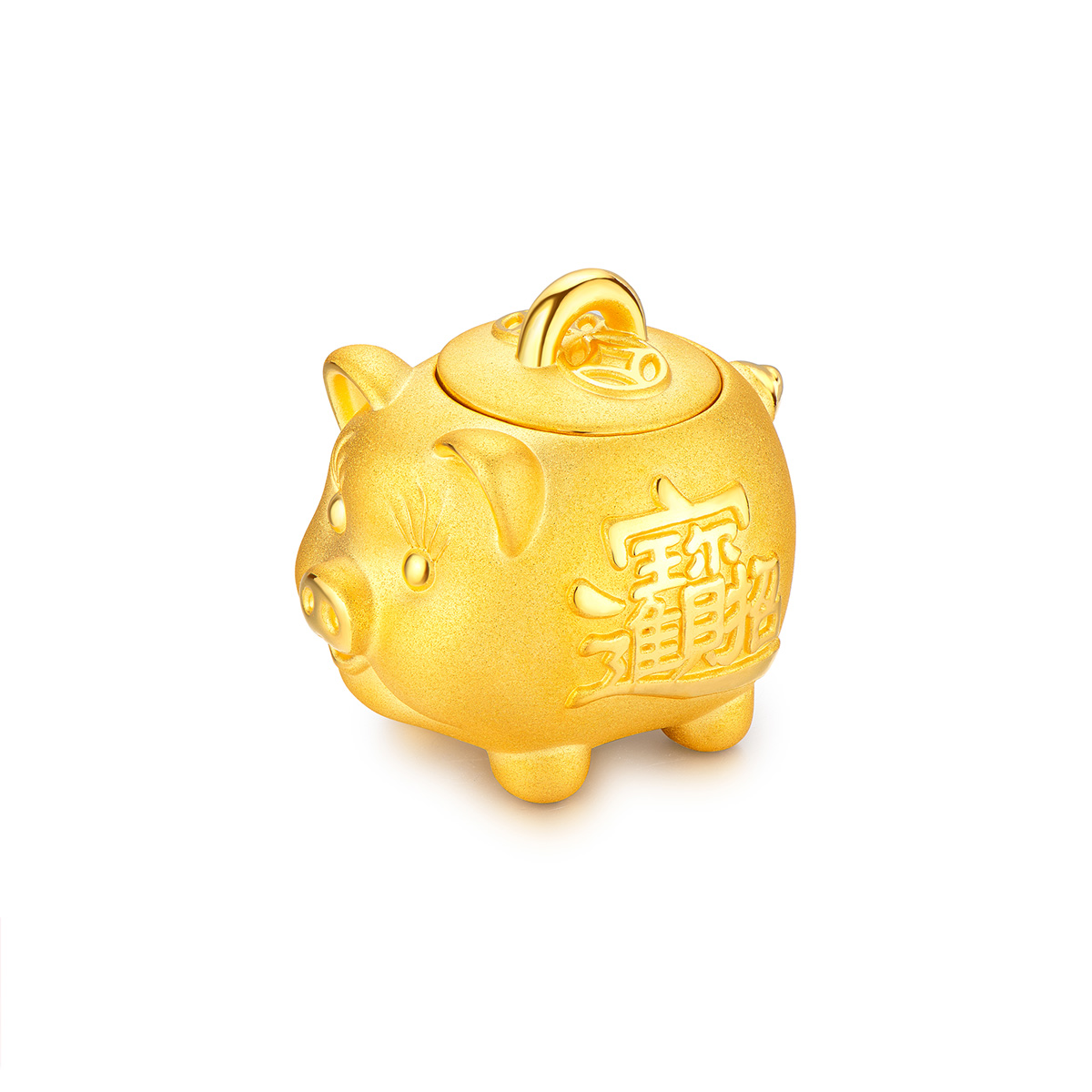 六福珠宝金猪存钱罐黄金摆件存金豆子纪念品送礼计价L11TBGA0001A