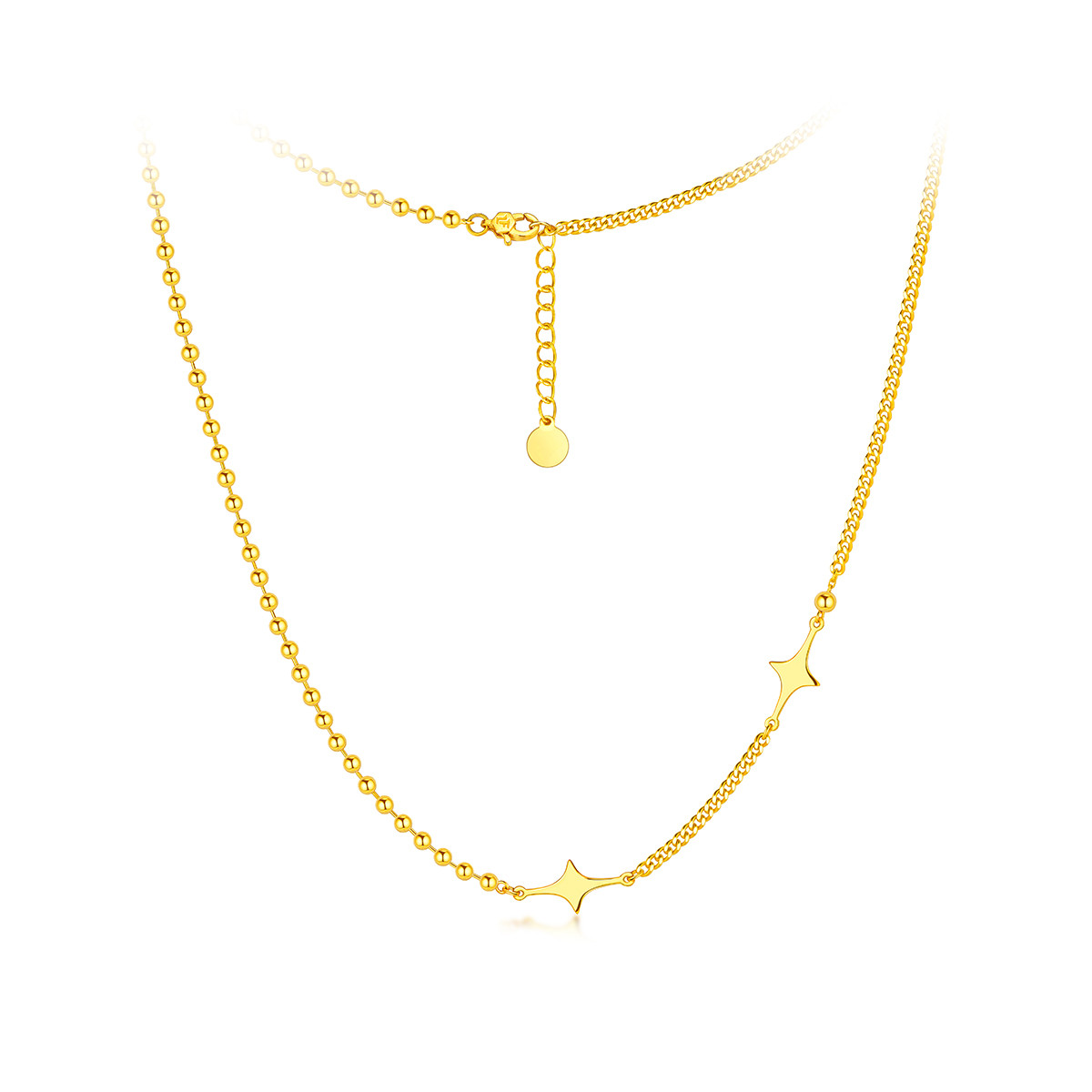 六福珠宝星星黄金项链光影金女款5G足金挂坠套链正品计价010878NA【视频看货】