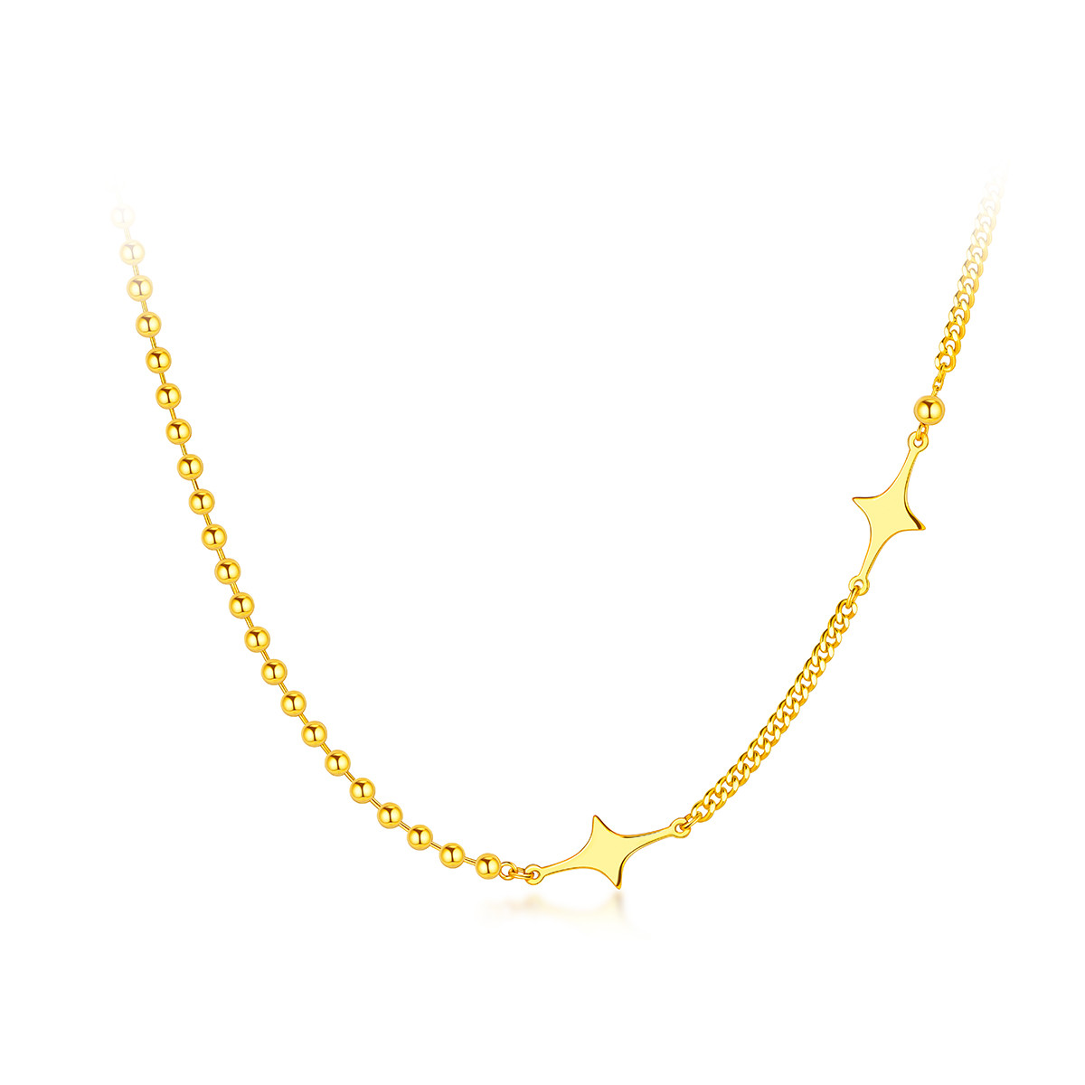 六福珠宝星星黄金项链光影金女款5G足金挂坠套链正品计价010878NA【视频看货】