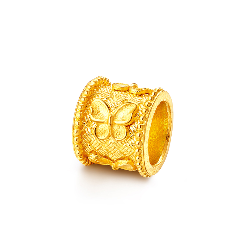 六福珠宝小蝴蝶黄金吊坠女足金转运珠可穿绳挂坠计价F95TBGP0008【联系客服补货】