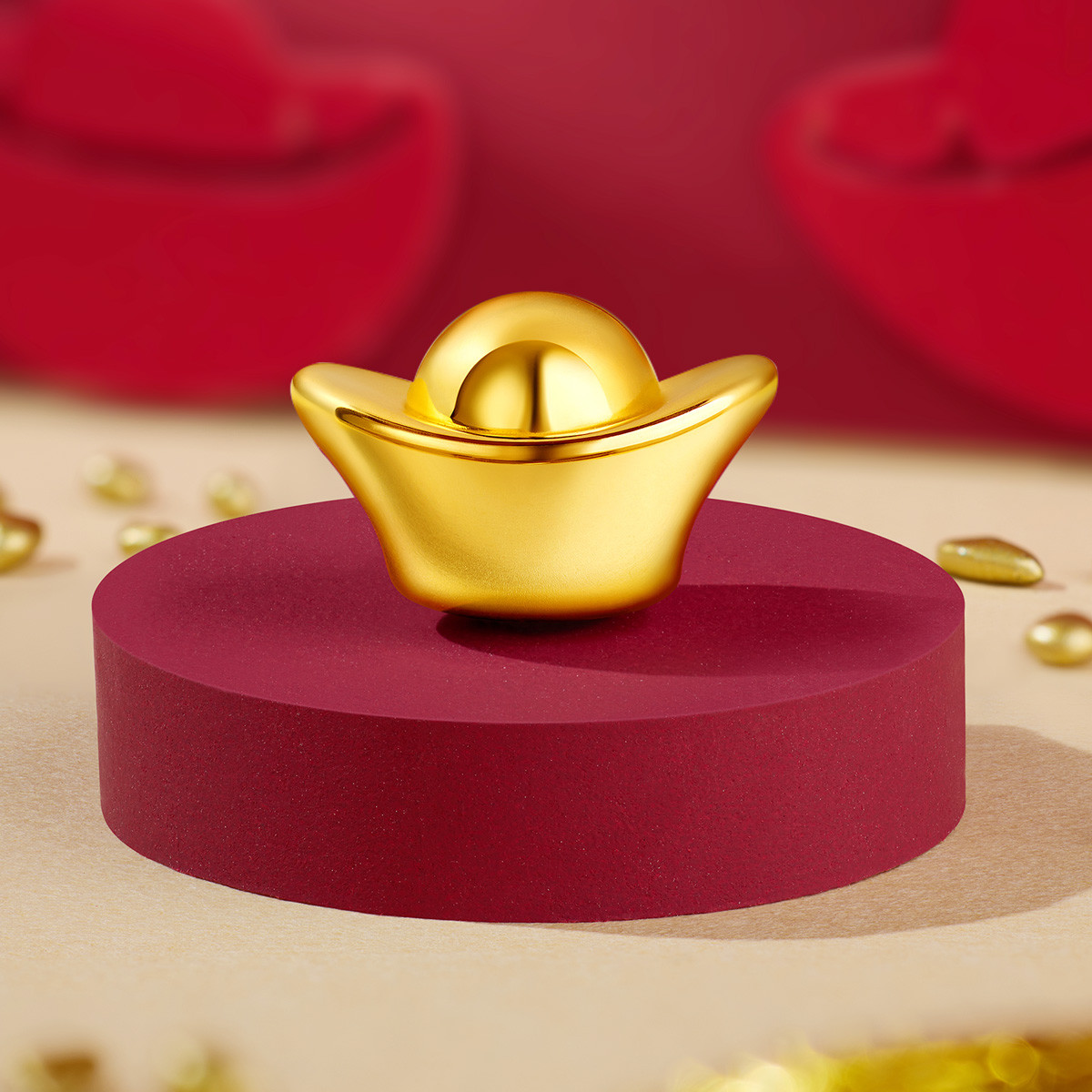 六福珠宝金元宝黄金转运珠路路通女款5D硬金串珠定价L11A1TBP0012