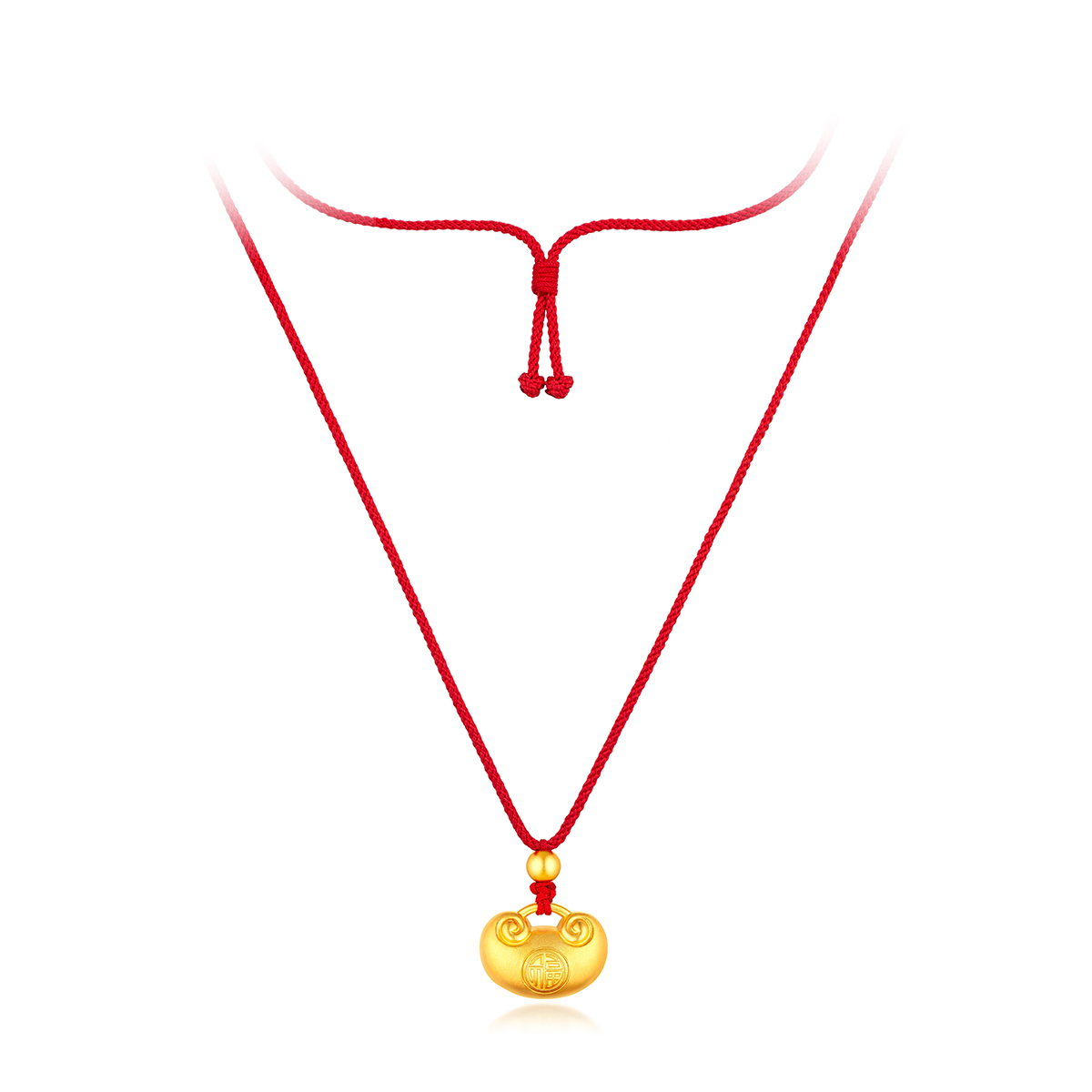 六福珠宝福字金锁包黄金吊坠福满传家宝宝平安锁计价F63TBGP0023【视频看货】