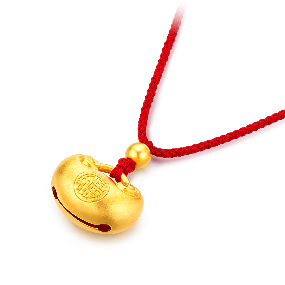 六福珠宝福字金锁包黄金吊坠福满传家宝宝平安锁计价F63TBGP0023【视频看货】