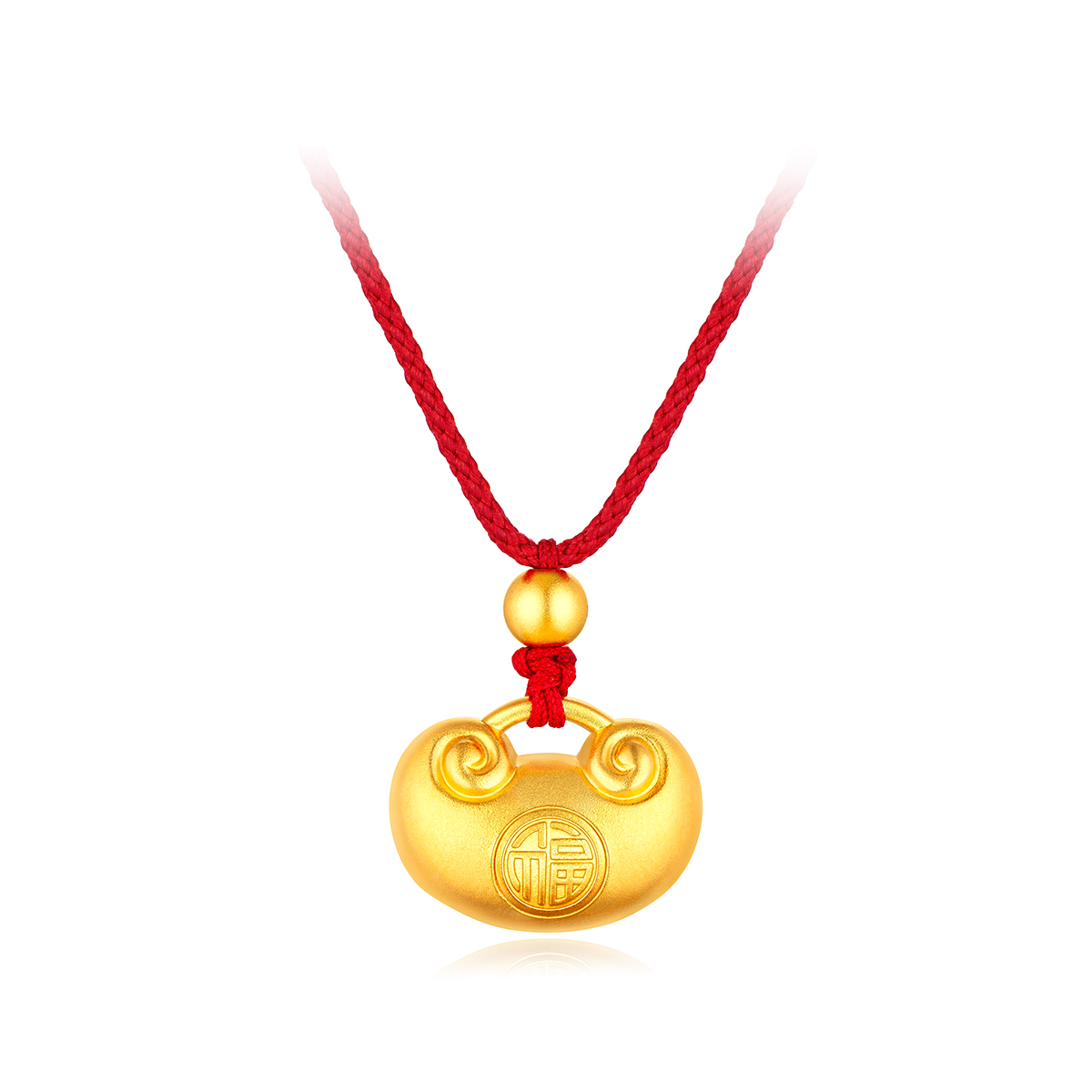 六福珠宝福字金锁包黄金吊坠福满传家宝宝平安锁计价F63TBGP0023【视频看货】