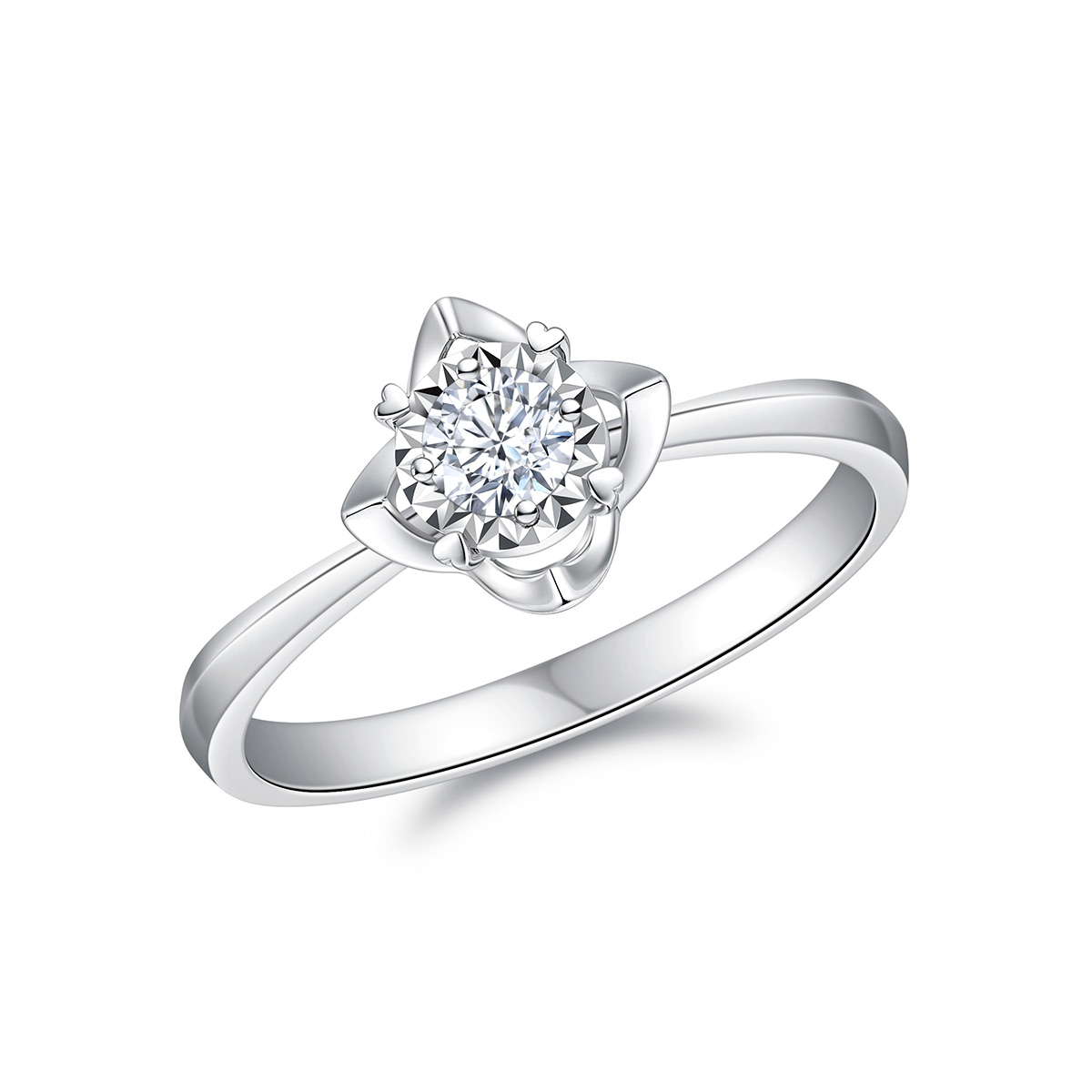 六福珠宝爱很美求婚钻戒花蕾18K金天然钻石戒指定价LB31427【联系客服补货】【视频看货】