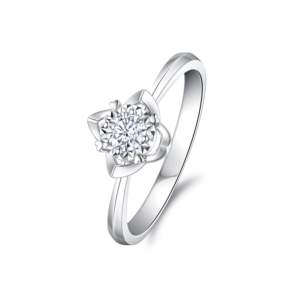 六福珠宝爱很美求婚钻戒花蕾18K金天然钻石戒指定价LB31427【联系客服补货】【视频看货】