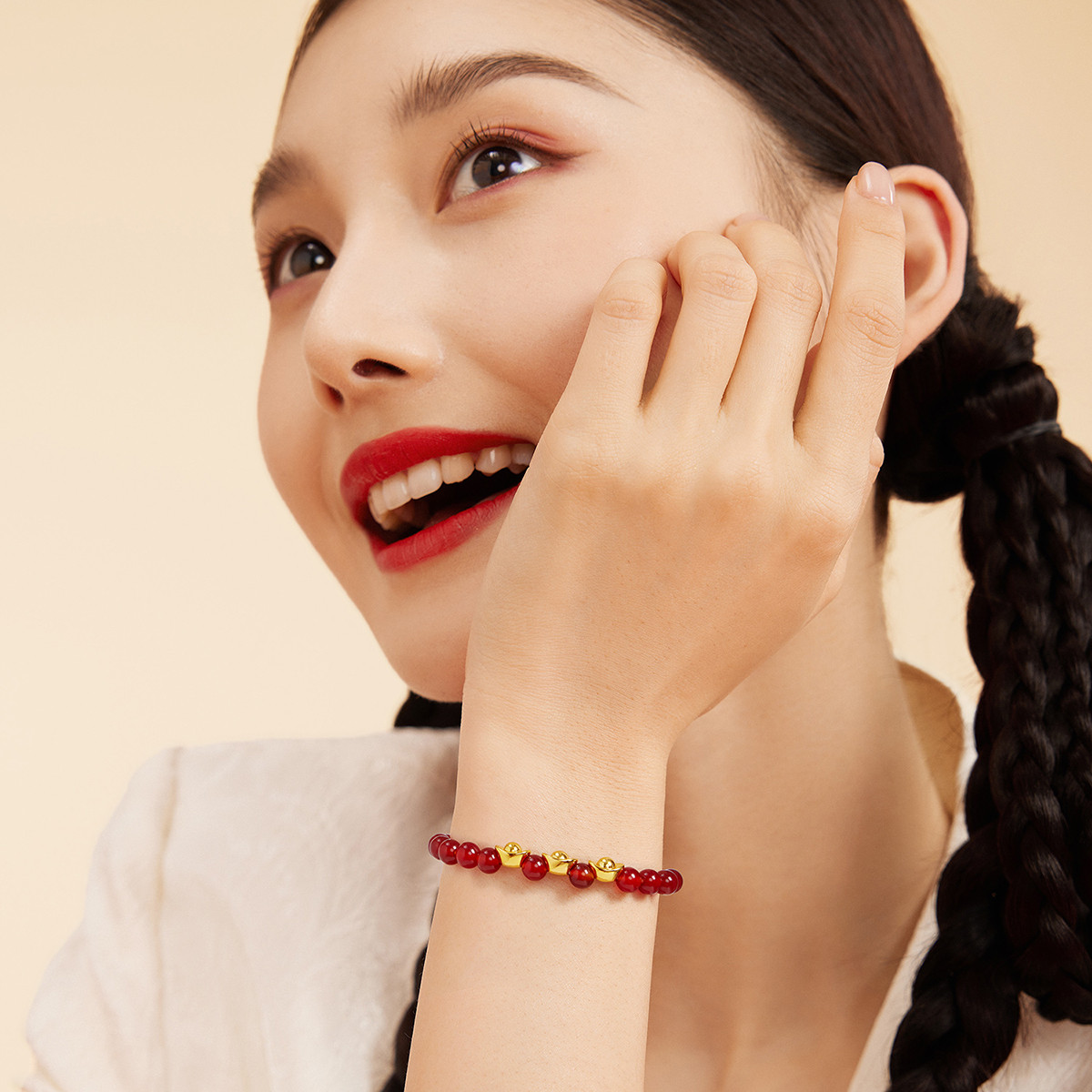 六福珠宝金元宝黄金转运珠路路通女款5D硬金串珠定价L11A1TBP0012