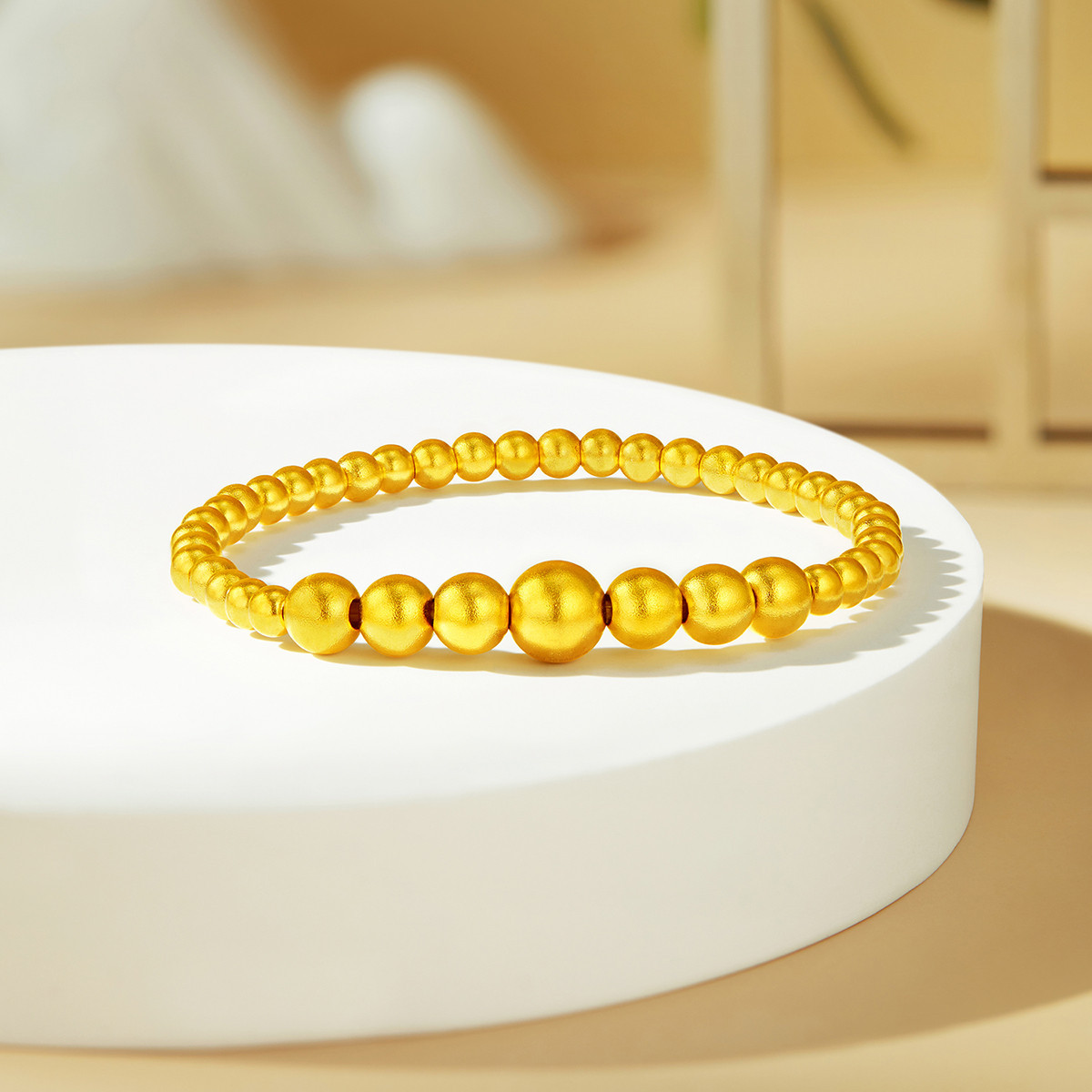 六福珠宝福满传家黄金手链儿童宝宝足金珠子手串计价F48TBGB0010【联系客服补货】