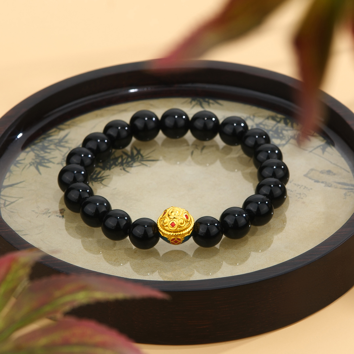 六福珠宝聚宝盆黄金转运珠手链男士玉髓手串足金定价A01A1TBB0017【联系客服补货】