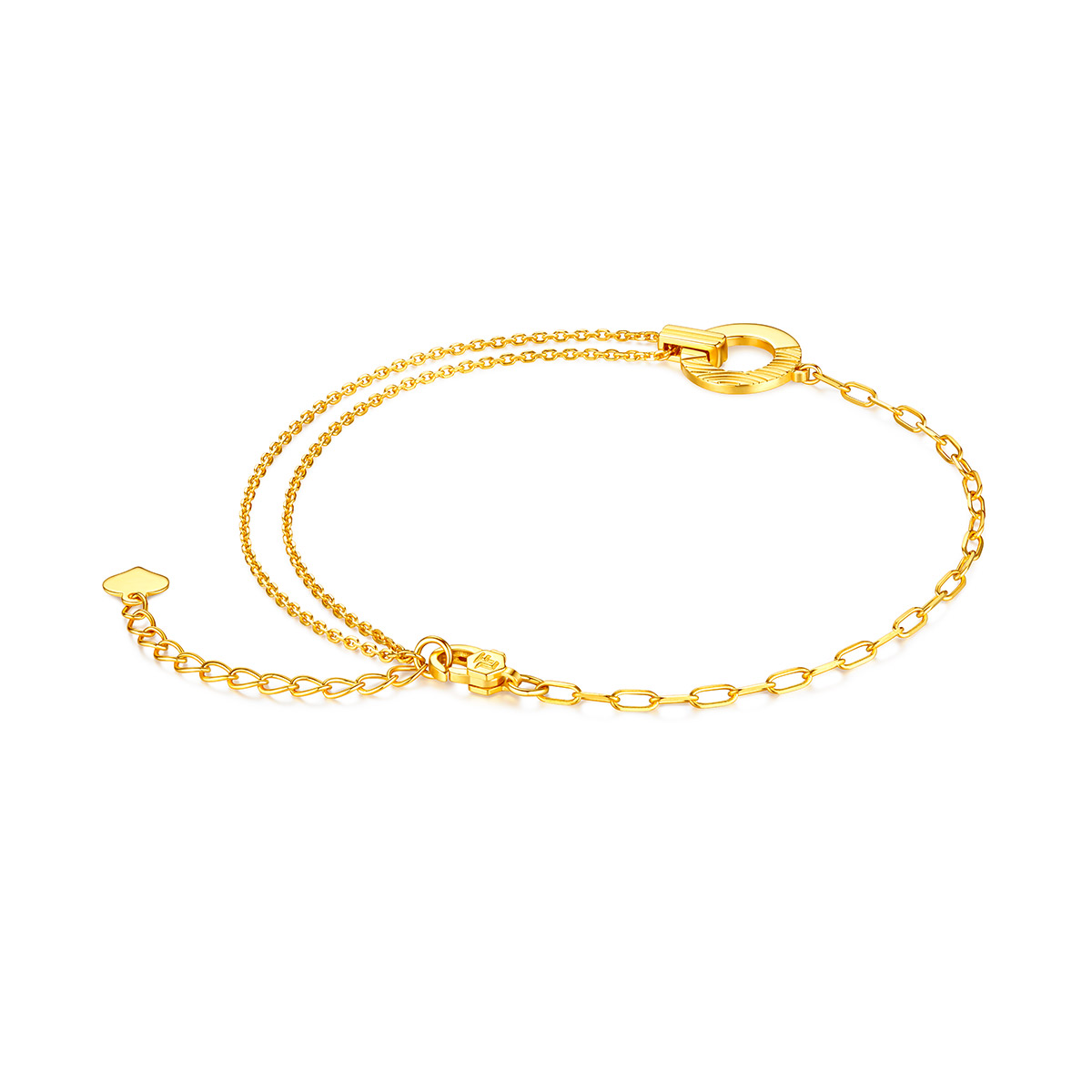 六福珠宝Goldstyle光环黄金手链女足金手链可刻字定价000407B2