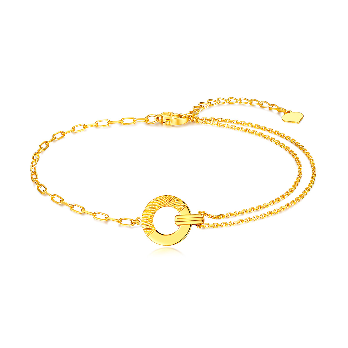 六福珠宝Goldstyle光环黄金手链女足金手链可刻字定价000407B2