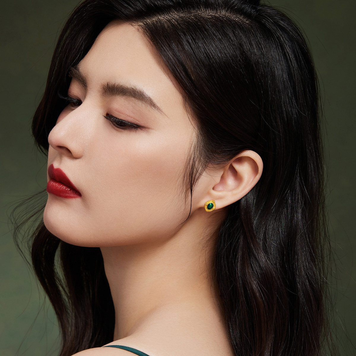 六福珠宝福满传家复古风黄金耳钉耳环女足金耳饰计价A01TBGE0003【联系客服补货】