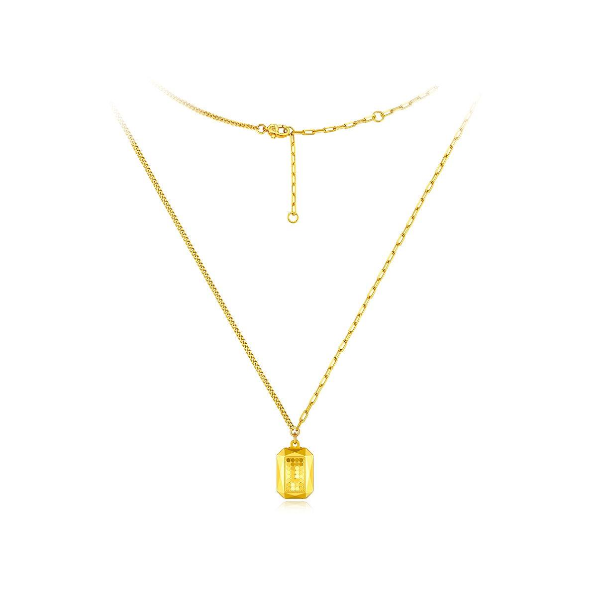 六福珠宝金鳞公主方吊坠黄金项链女光影金5G套链送礼计价002143NA【联系客服补货】