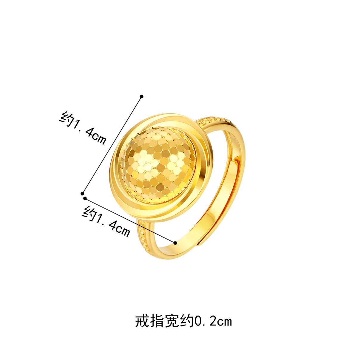 六福珠宝光影金鳞动时空黄金戒指5G蜂巢活口戒指足金计价013473RA