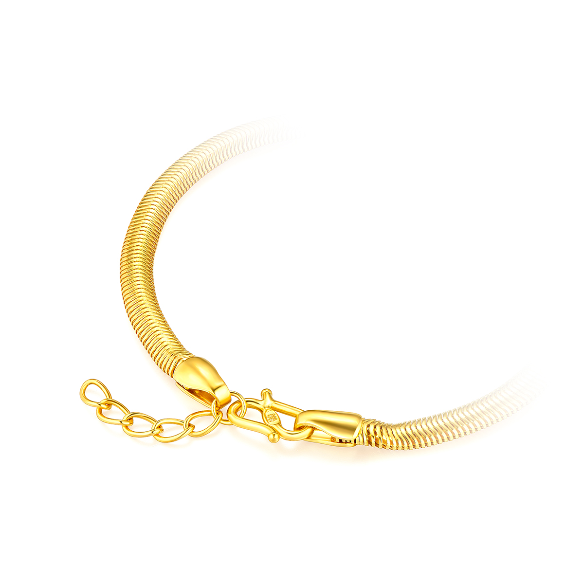 六福珠宝黄金手链女光面足金蛇骨链百搭首饰送礼计价F63TBGB0092【1V1直播看货】