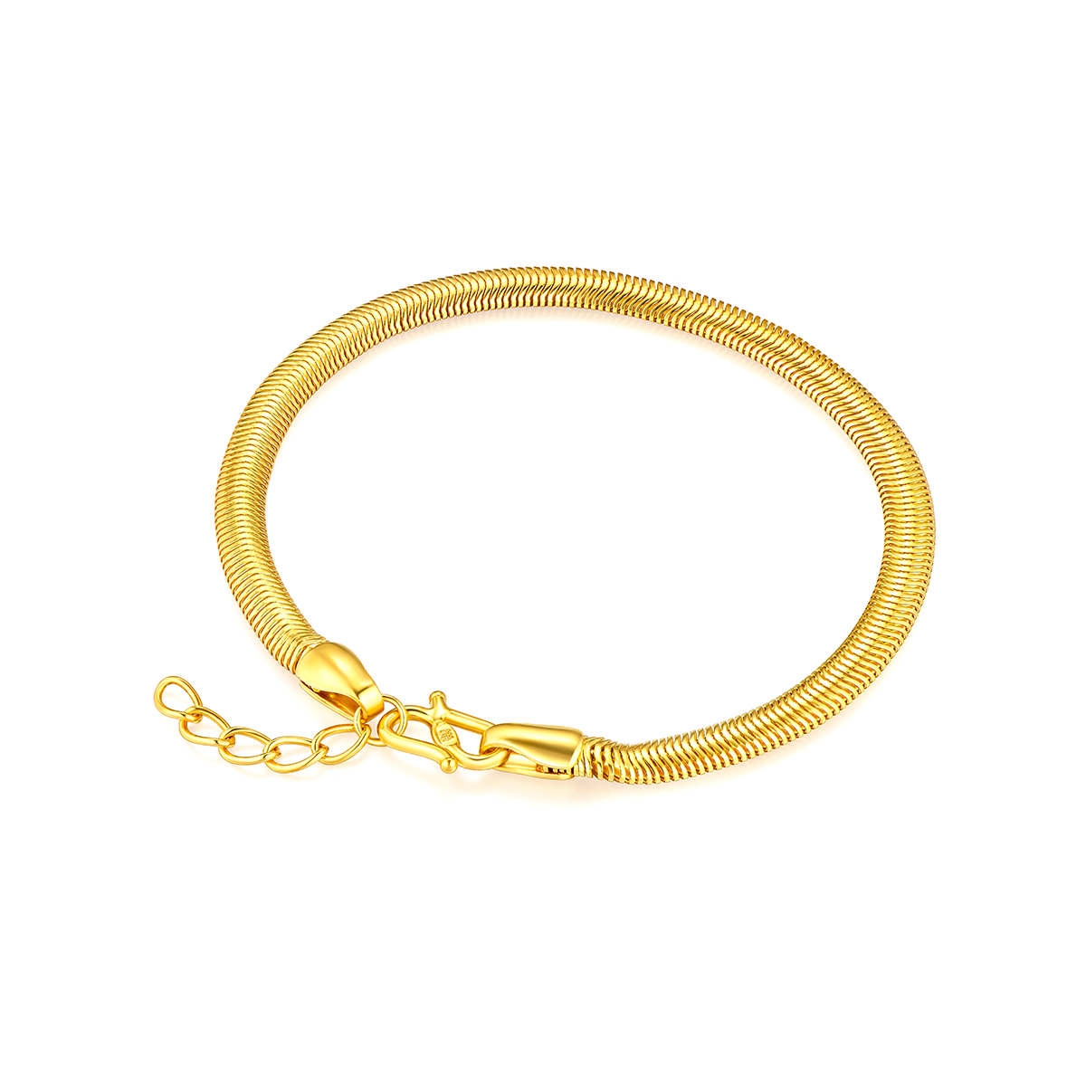 六福珠宝黄金手链女光面足金蛇骨链百搭首饰送礼计价F63TBGB0092【1V1直播看货】