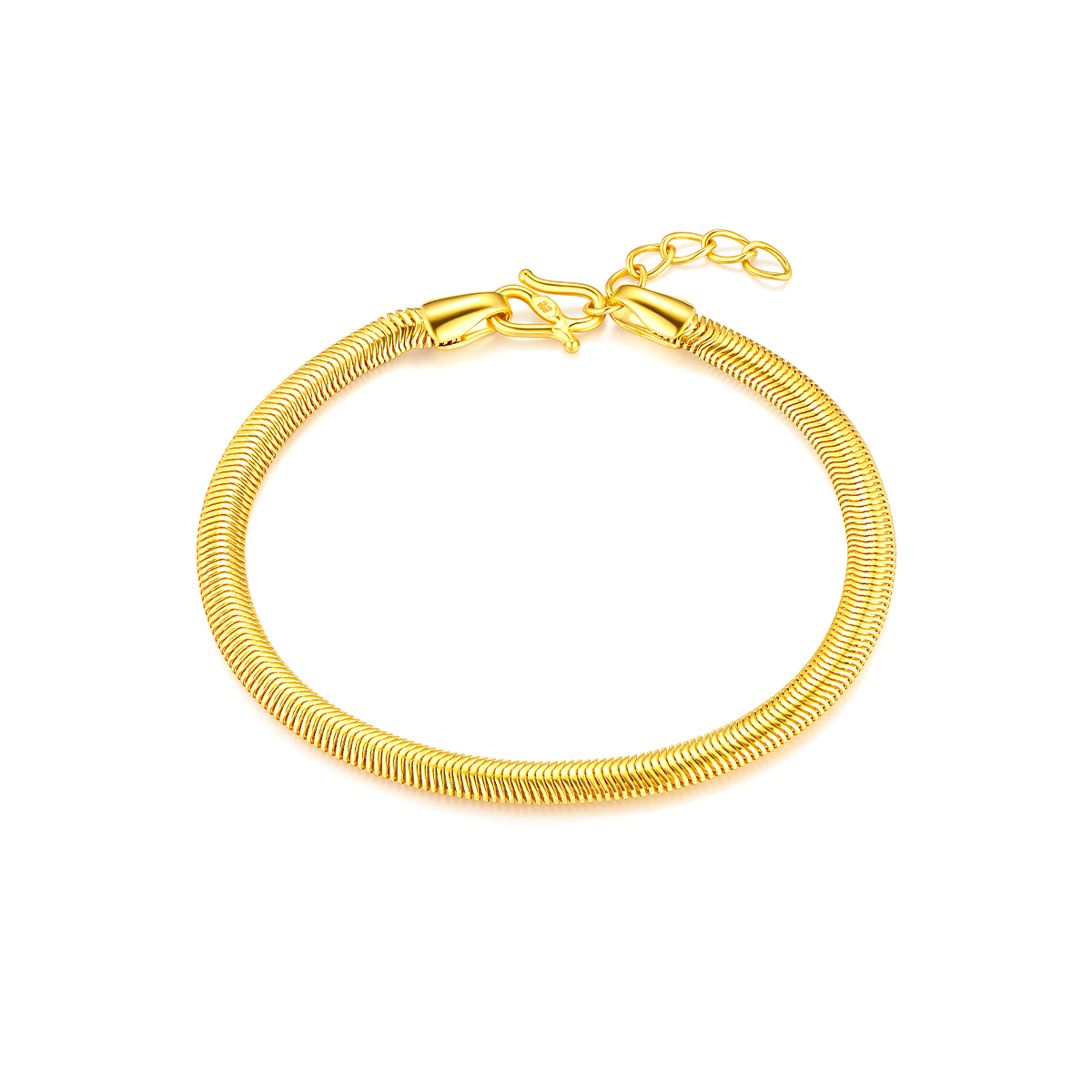 六福珠宝黄金手链女光面足金蛇骨链百搭首饰送礼计价F63TBGB0092【1V1直播看货】