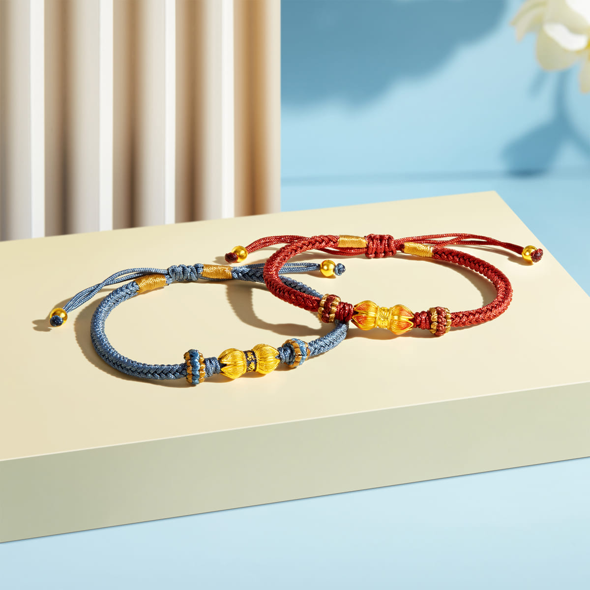 六福珠宝福满传家同心莲黄金转运珠手链女情侣款黄金手链计价G21TBGB0014【联系客服补货】