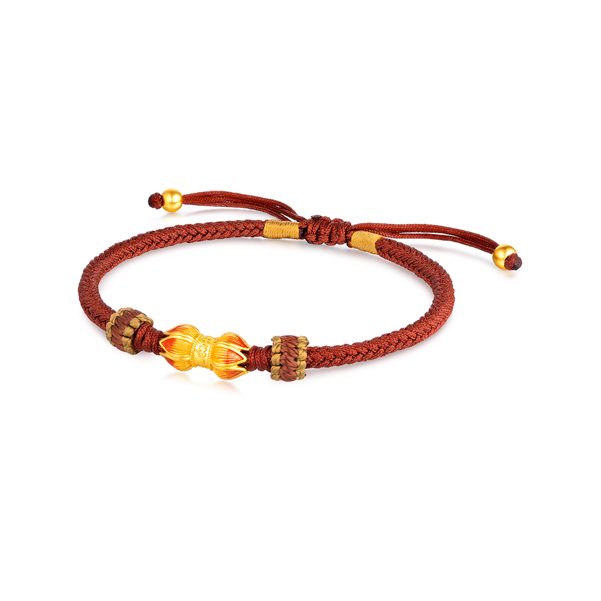 六福珠宝福满传家同心莲黄金转运珠手链女情侣款黄金手链计价G21TBGB0014【联系客服补货】