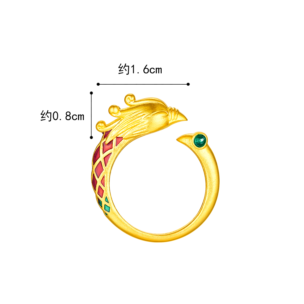 六福珠宝龙凤呈祥黄金戒指女福满传家对戒婚嫁礼计价F48TBGR0005【视频看货】