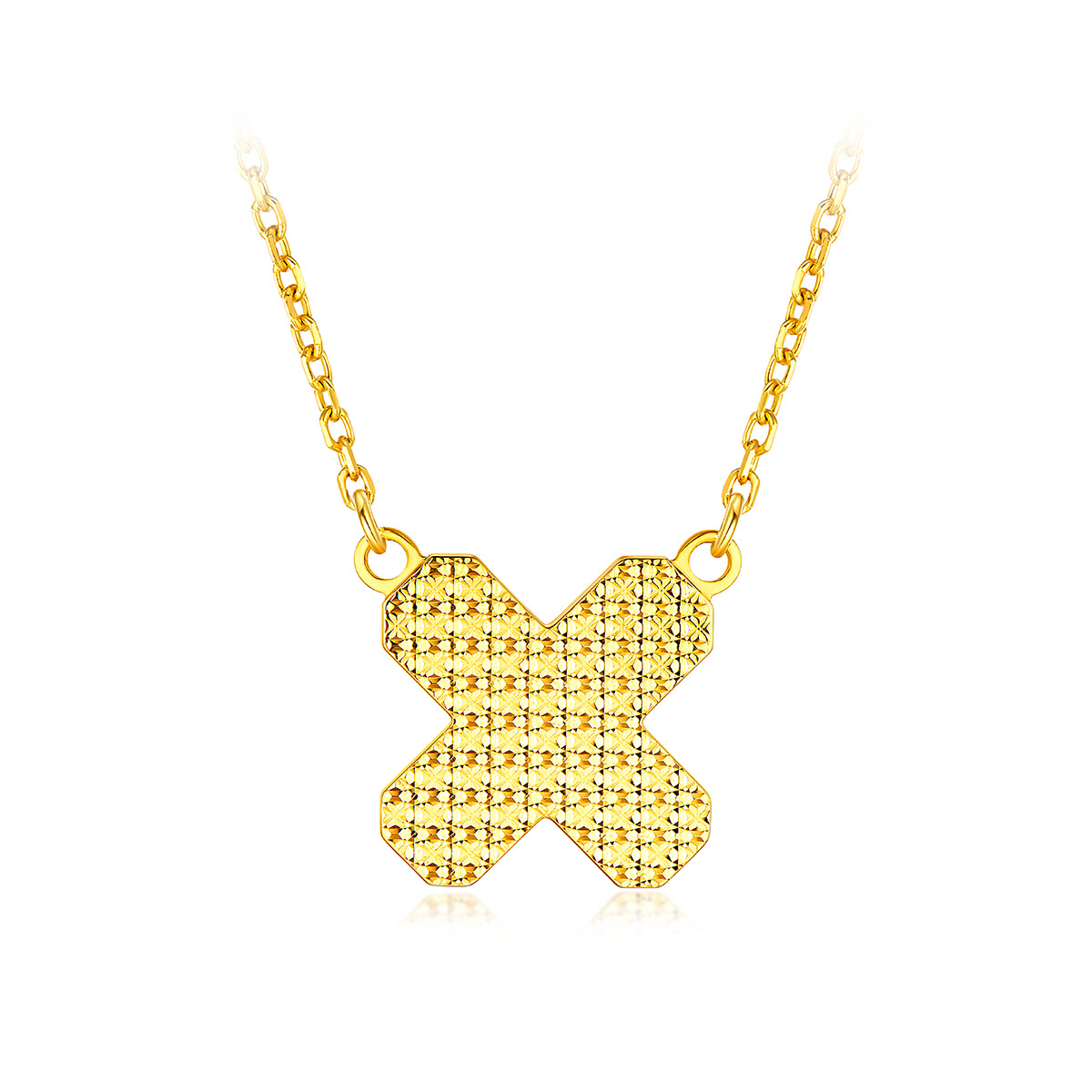 六福珠宝Goldstyle·X系列字母黄金项链女时尚钻石套链003806NA