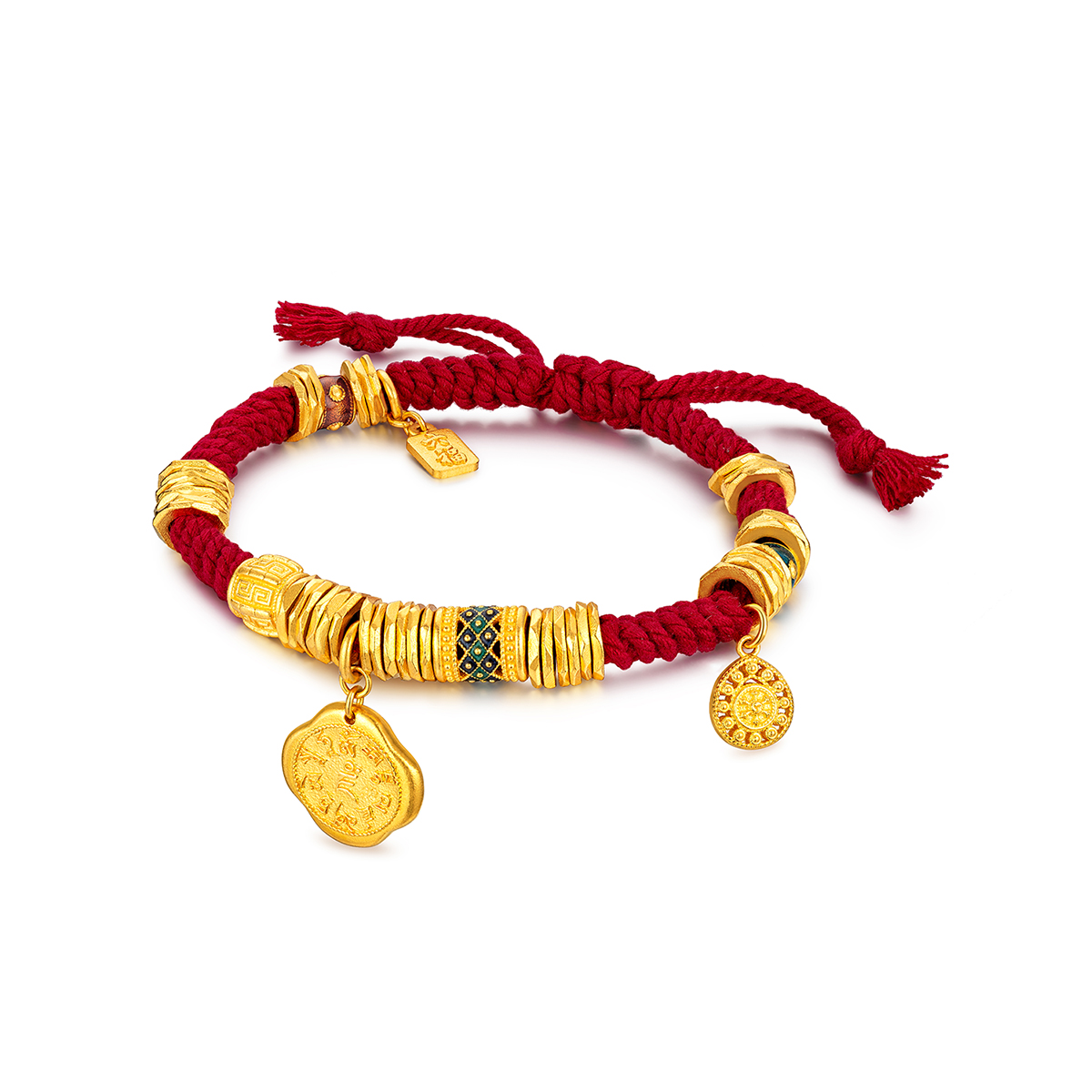 六福珠宝福满传家黄财神黄金手链男金盘缠手串绳计价F63TBGB0121【联系客服补货】【视频看货】