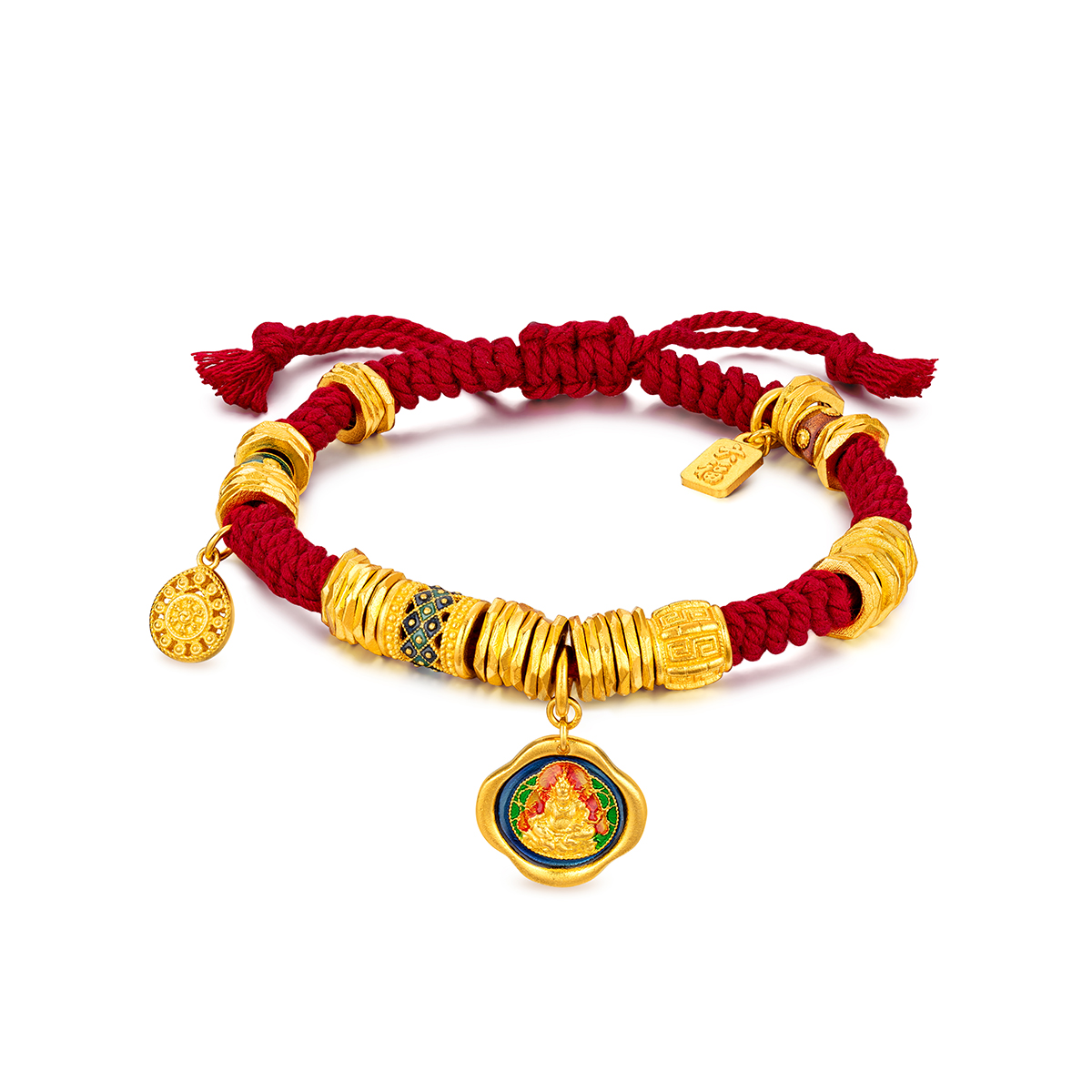 六福珠宝福满传家黄财神黄金手链男金盘缠手串绳计价F63TBGB0121【联系客服补货】【视频看货】